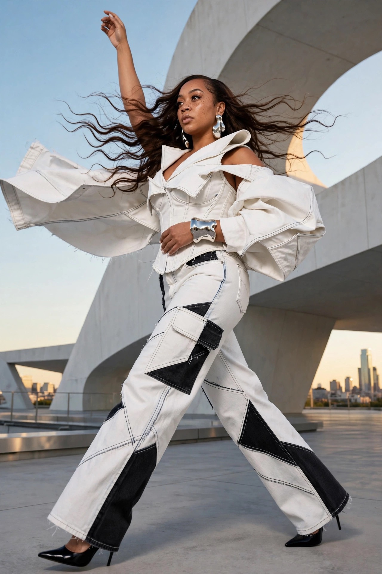 Coach Lisa in a white and black fashion look
