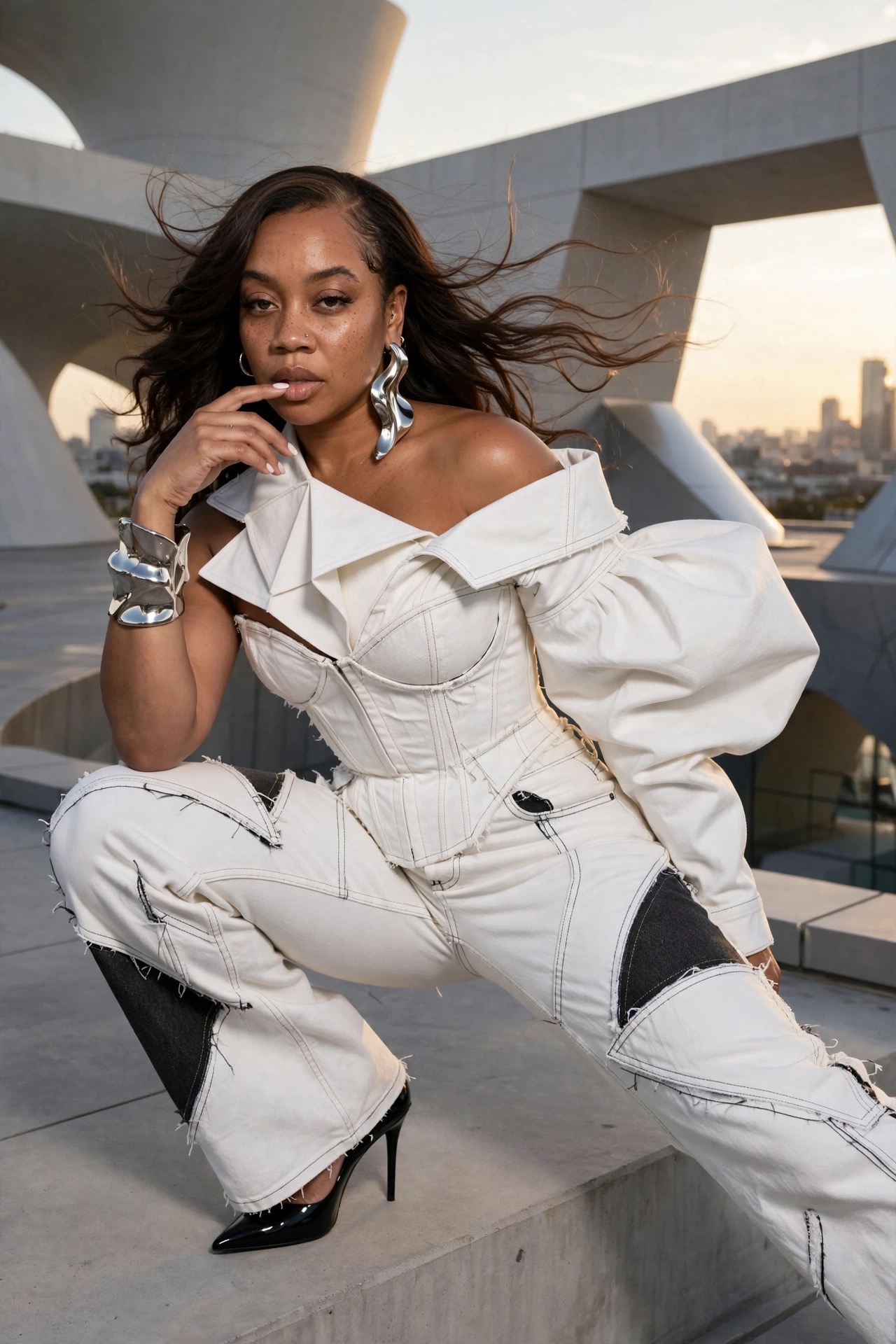 Coach Lisa in a close white editorial portrait